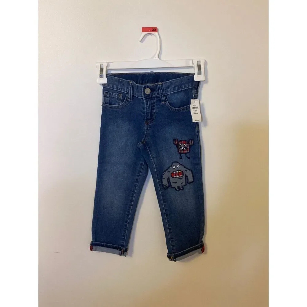 Gap Toddler Slim‎ Fit Embroidered Monster Jeans